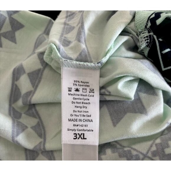 NWT LULAROE LEAH Cuff Sleeve Tunic Top Size 3XL Mint Green Aztec Print Soft - Picture 7 of 7